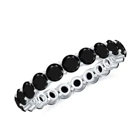 2 CT Round Black Spinel Full Eternity Ring in Gold