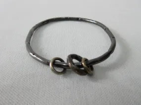 20A44 -Karyn Chopik Dented Dark Silver Bracelet with 3 Small Rings