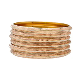 22K Yellow Gold Filigree Bangle Set of 6 (80.1gm)