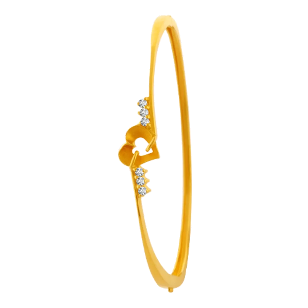 22KT Yellow Gold And American Diamond Bangle For Women