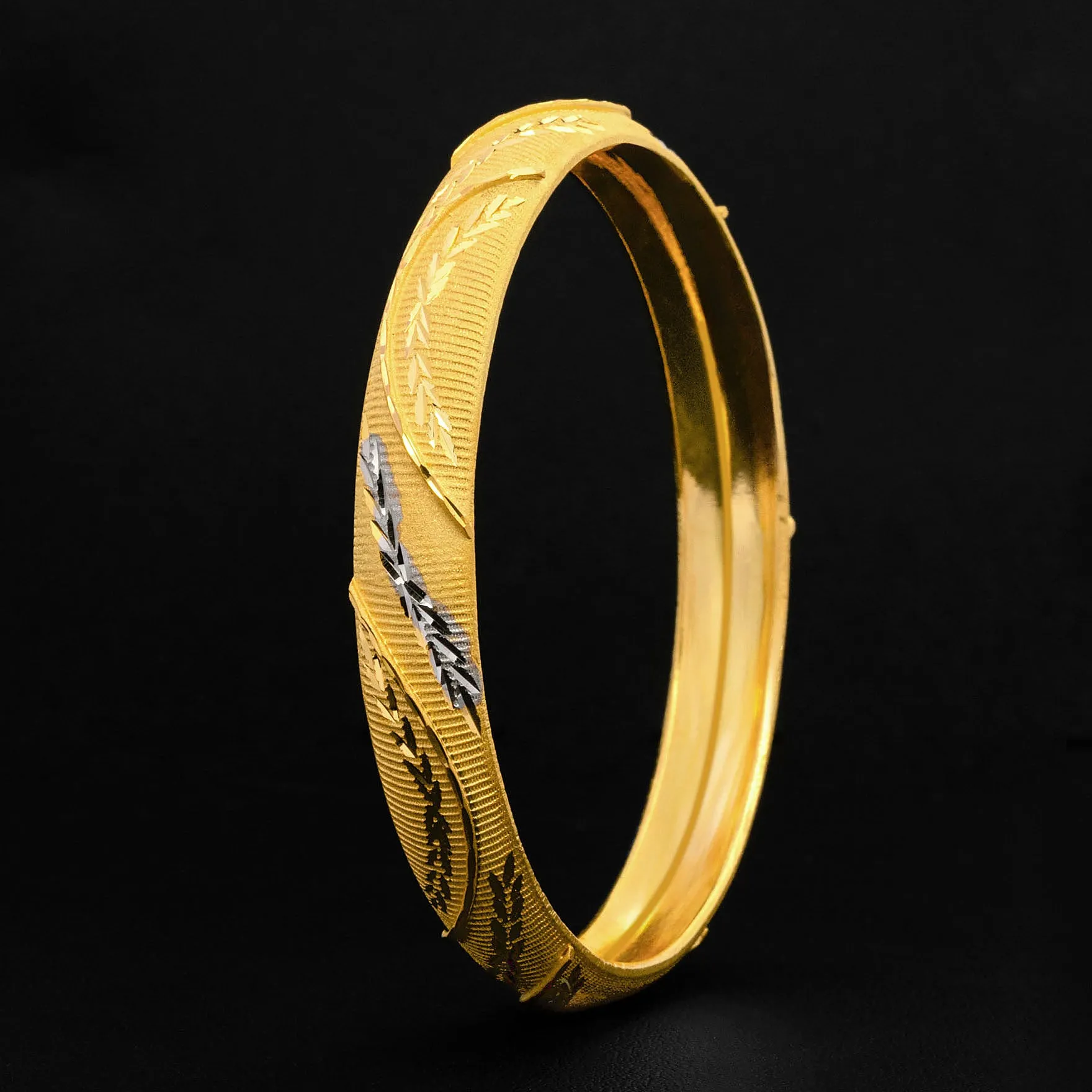 24ct Heavy Gold Plated Rhodium Bangle PRGB31-032