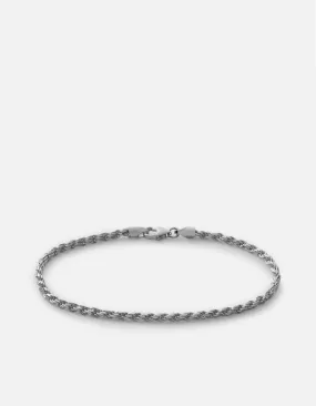 2.4mm Rope Chain Bracelet, Sterling Silver