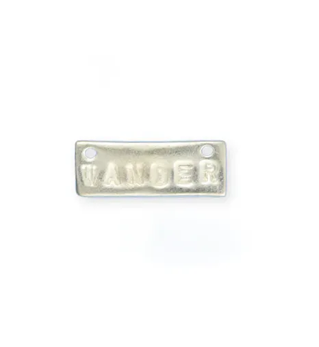 24x9mm, Wander - Sterling Silver Plated charm- rectangle