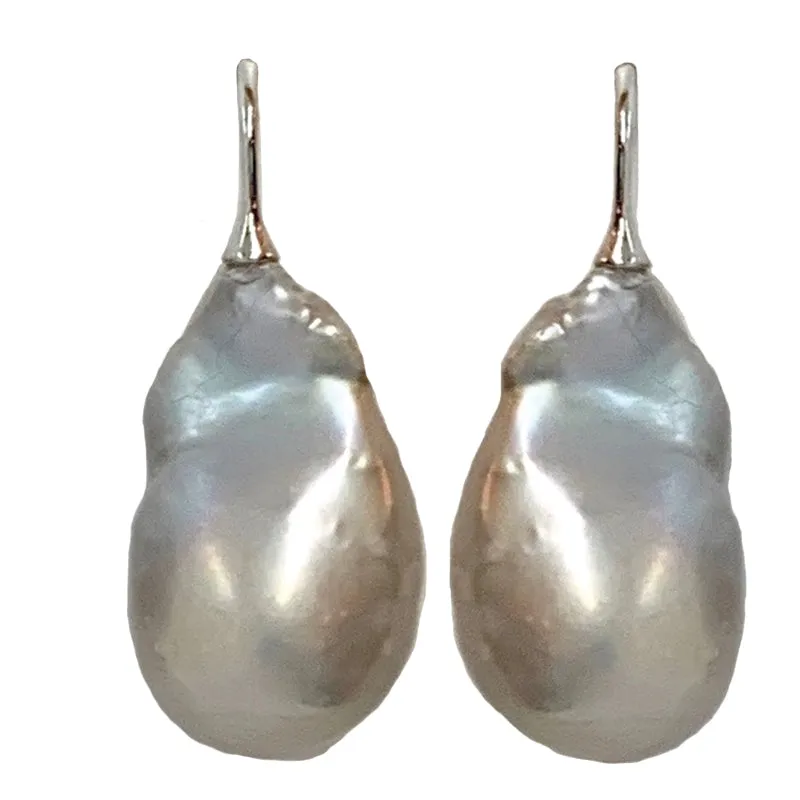 306-07-S | WILD PEARL DROP EARRING (GRAY ON SILVER)