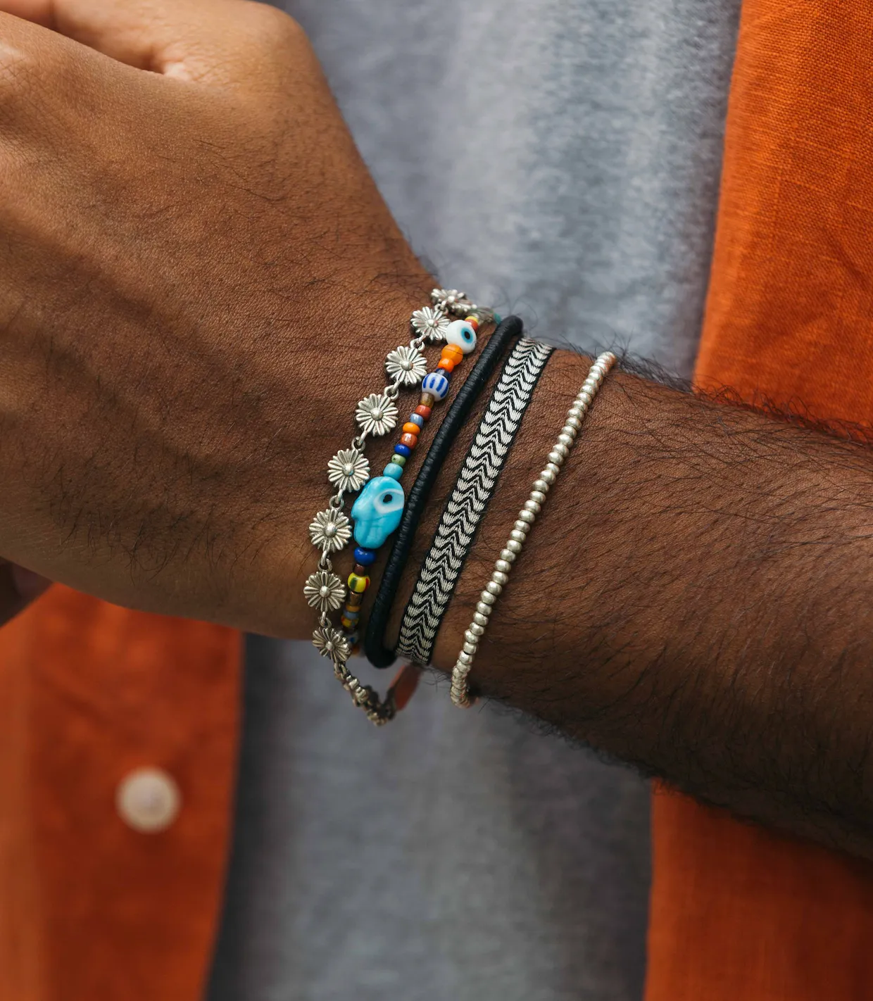 3mm Aged Sterling Silver Beads Bracelet