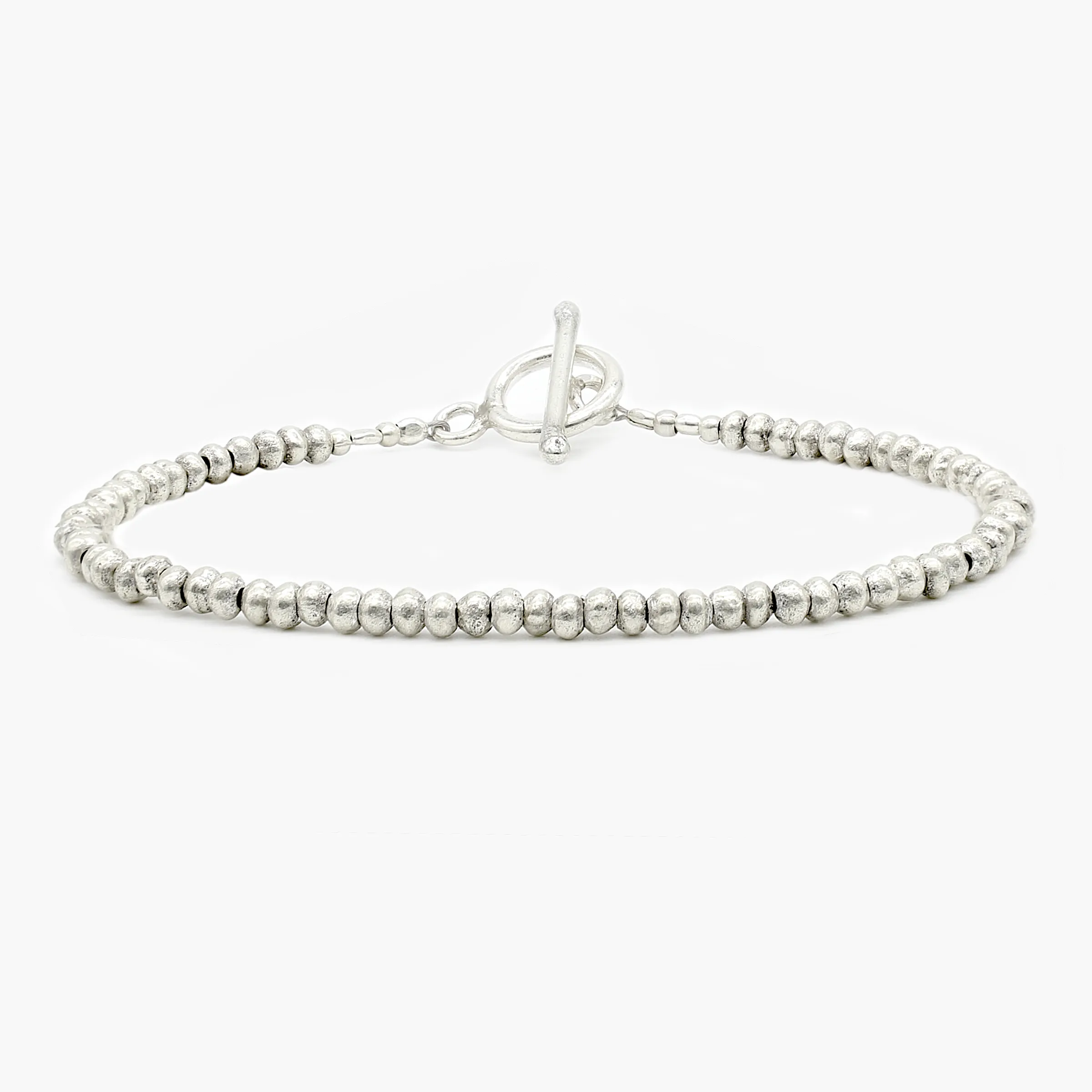 3mm Aged Sterling Silver Beads Bracelet