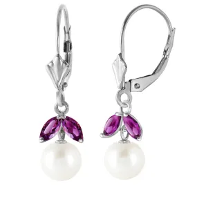 4.4 Carat 14K Solid White Gold Found My Passion Pearl Amethyst Earrings