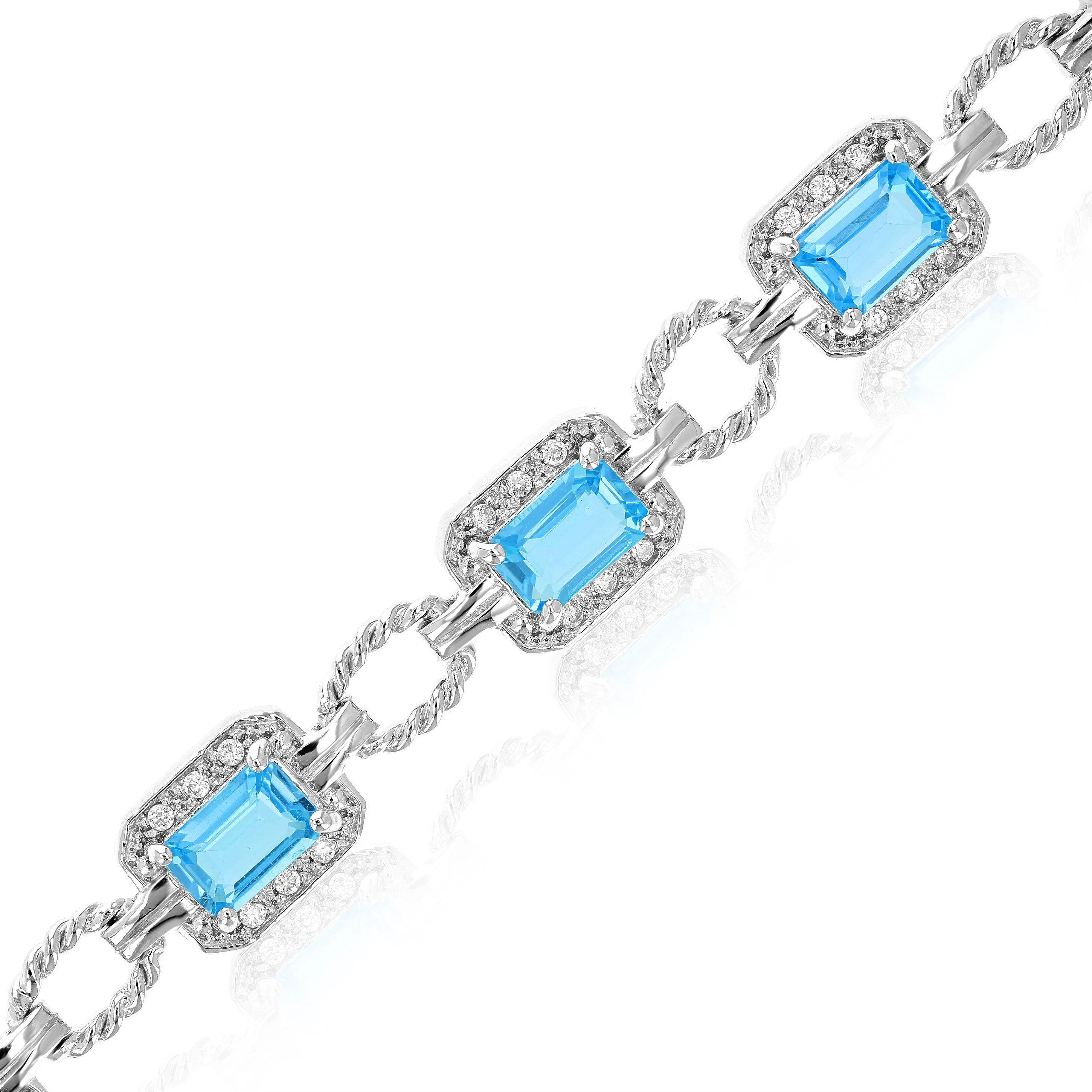 5.50 cttw Sterling Silver Blue Topaz Bracelet