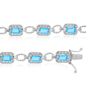 5.50 cttw Sterling Silver Blue Topaz Bracelet