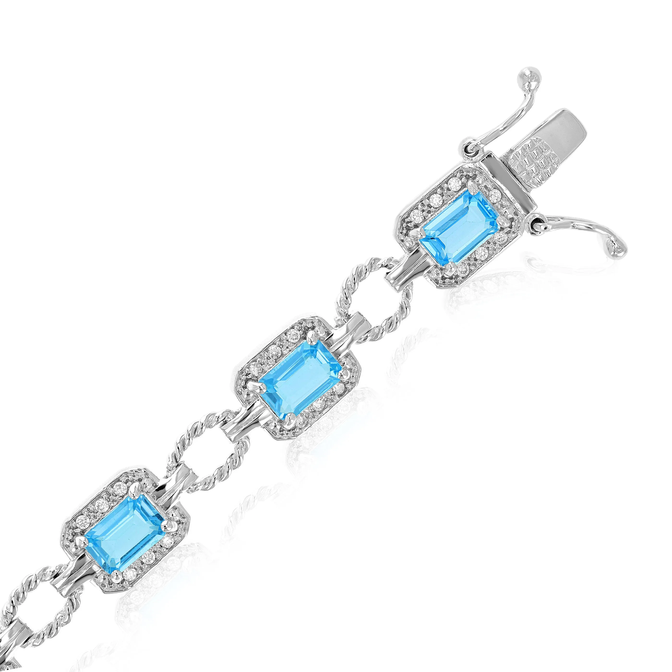 5.50 cttw Sterling Silver Blue Topaz Bracelet