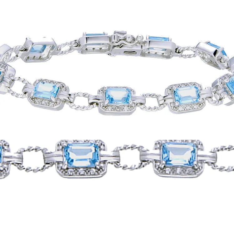 5.50 cttw Sterling Silver Blue Topaz Bracelet