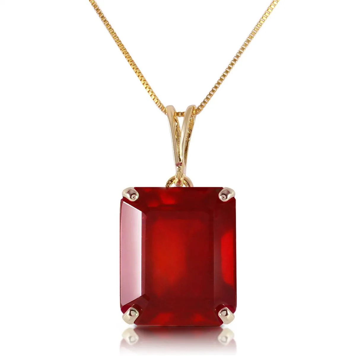 6.5 Carat 14K Solid Yellow Gold Necklace Octagon Natural Ruby