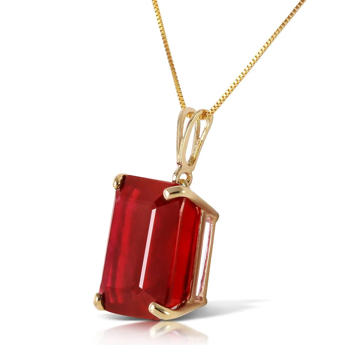 6.5 Carat 14K Solid Yellow Gold Necklace Octagon Natural Ruby