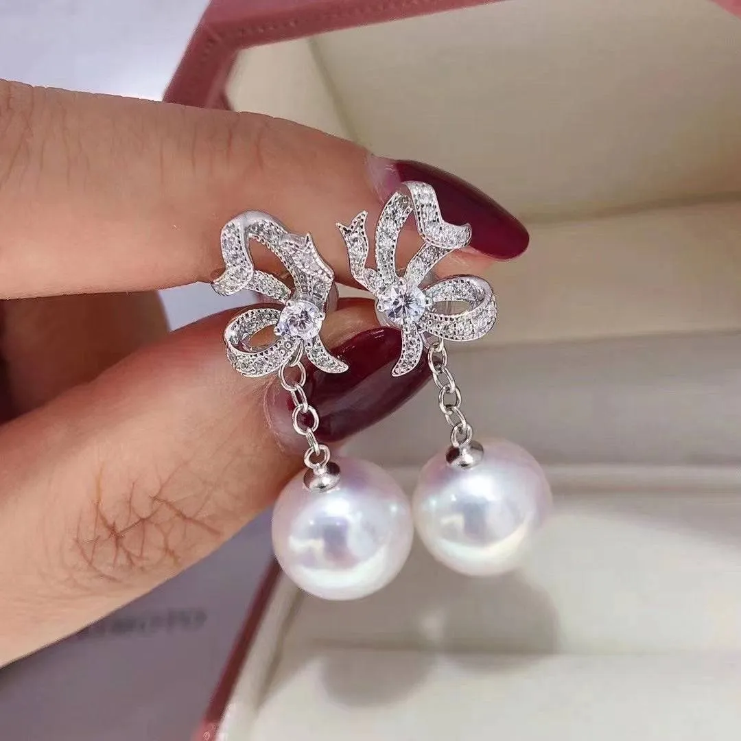 9-10mm Freshwater Pearls & Butterfly Stud Detachable Earrings