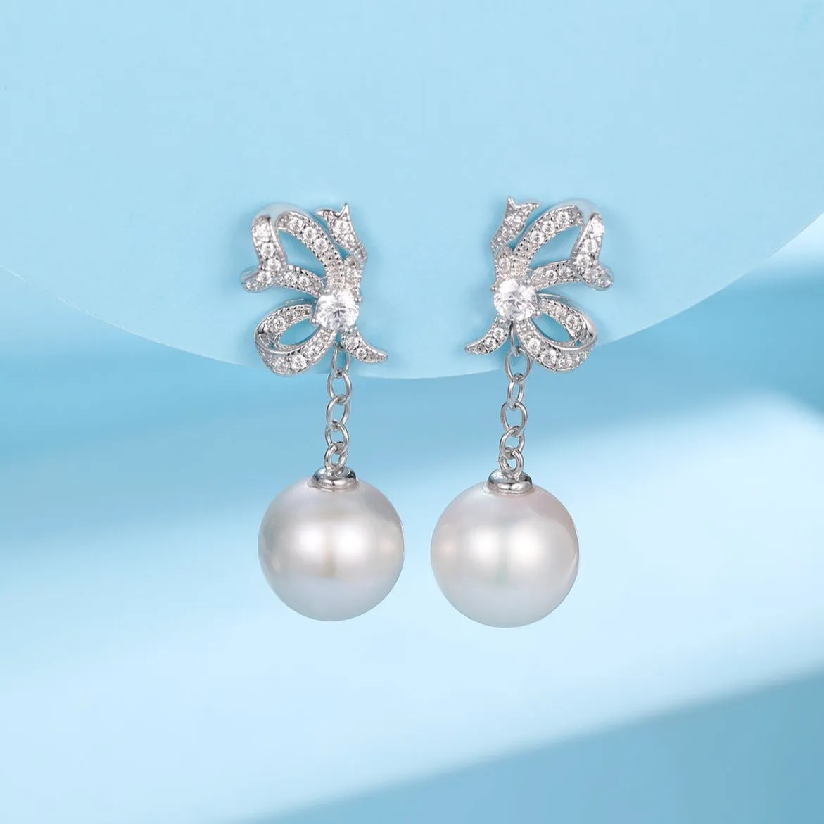 9-10mm Freshwater Pearls & Butterfly Stud Detachable Earrings