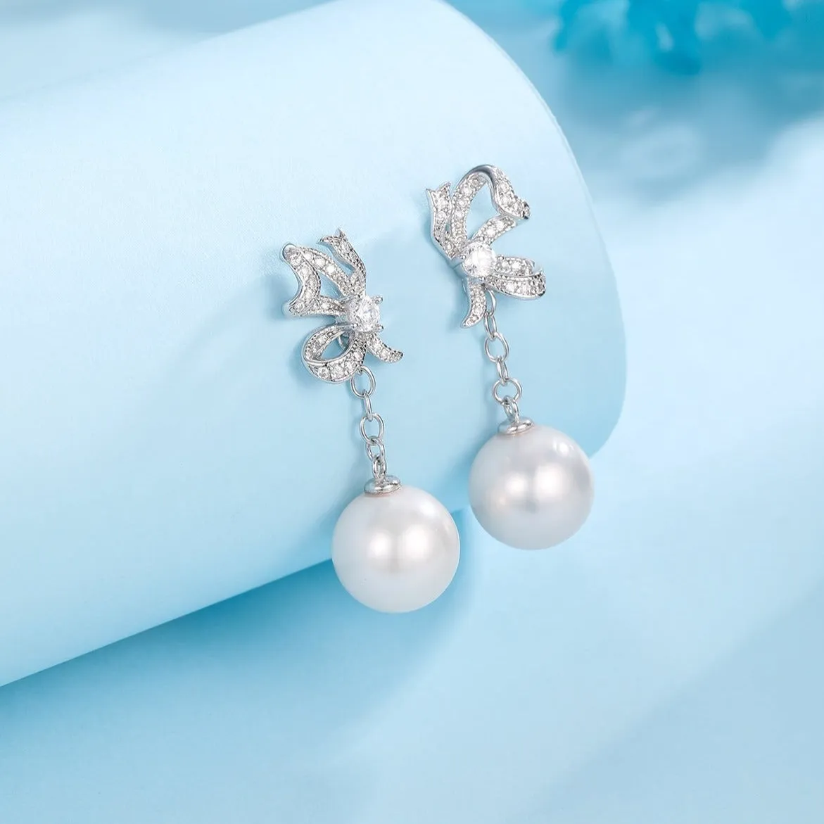 9-10mm Freshwater Pearls & Butterfly Stud Detachable Earrings