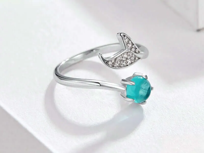 925 Silver Summer Mermaid Tears Ring