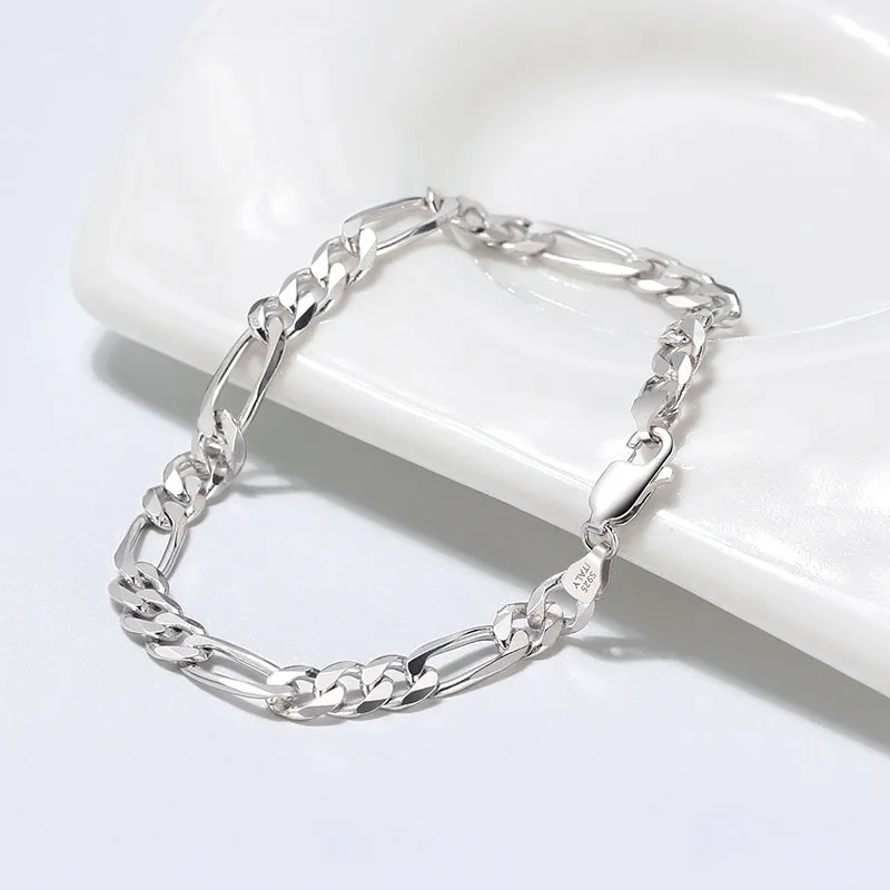 925 Sterling Silver Figaro Bracelet