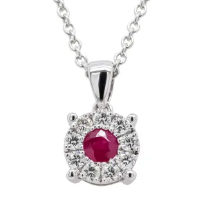 9ct White Gold Ruby & Diamond Galaxy Pendant