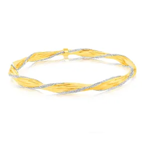 9ct Yellow Gold Silverfilled Stardust Twisted Bangle