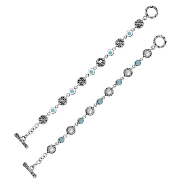 AB-9004-CO1 Sterling Silver Bracelet With Pearl, Blue Topaz Q.