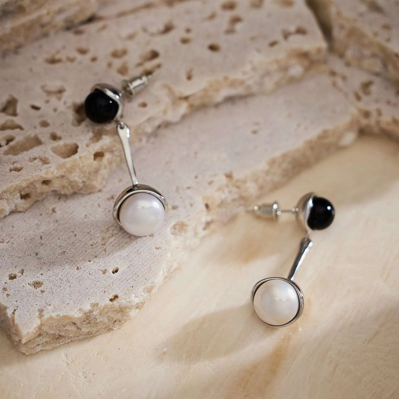 Agate & Pearl Charm Earrings