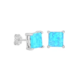 Amphitrite Sterling Silver Stud Earrings with Opal Stones