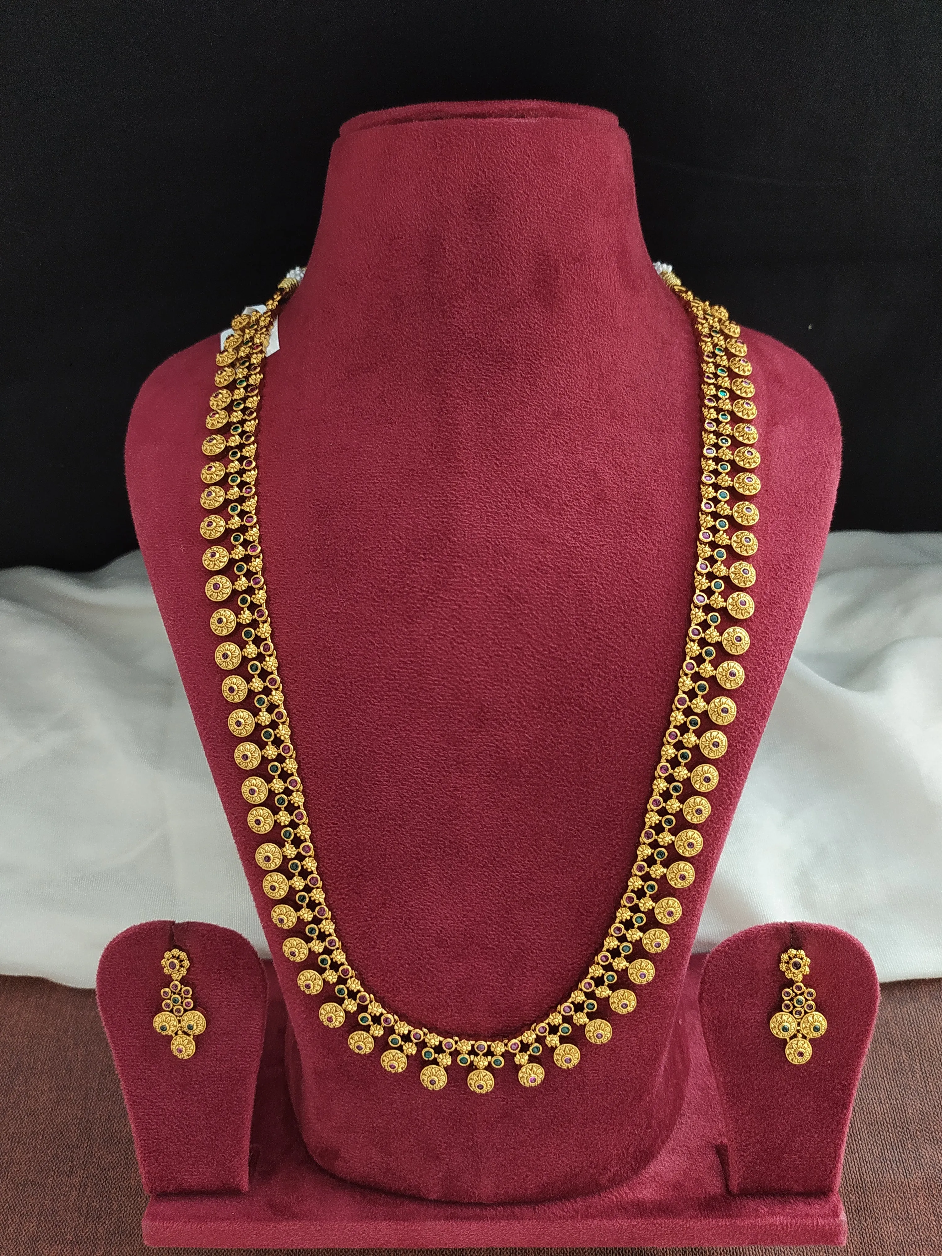 Antique Glorious Design Long haram in Ruby & Green