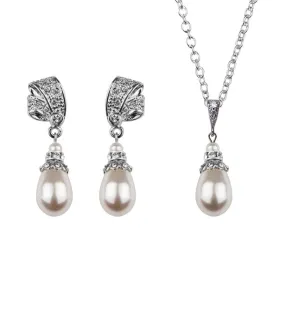 Antique Inspired Pearl Drop Earring and Necklace Set