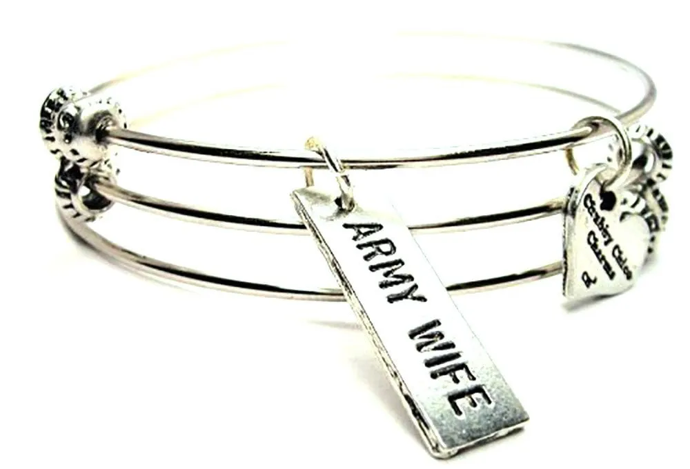 Army Wife Tab Triple Style Expandable Bangle Bracelet