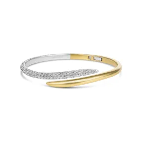 Artisan Two Tone Large Diamond Bangle | 18K Yellow Gold