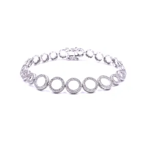 Ashley Gold Sterling Silver CZ Graduated Circle Design Tennis Bracelet