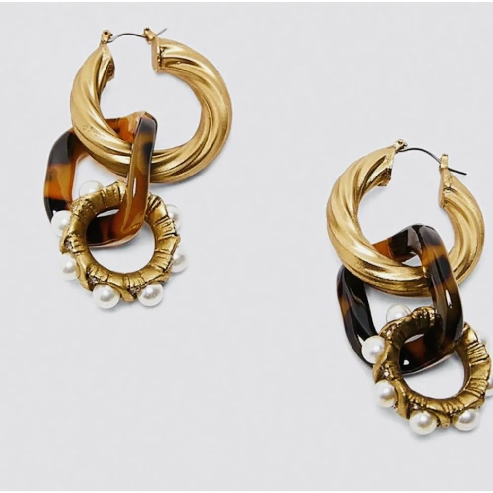 Athena Tortoise Shell Pearl Drop Earrings