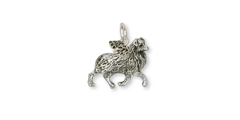 Australian Shepherd Angel Charm Jewelry Sterling Silver Handmade Dog Charm AU7-AC