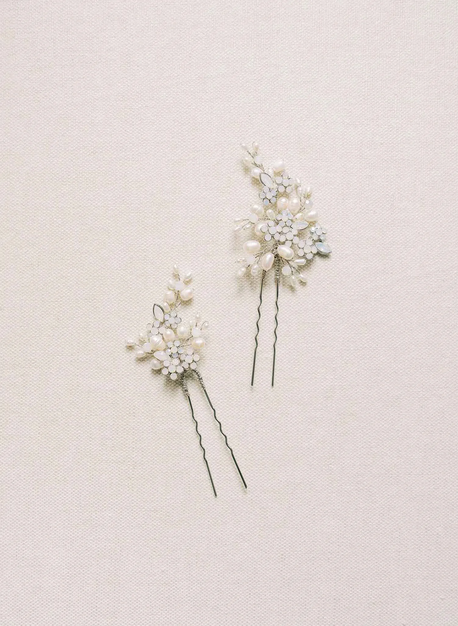 Baby's breath pearl and crystal pin set of 2 - Style #2114