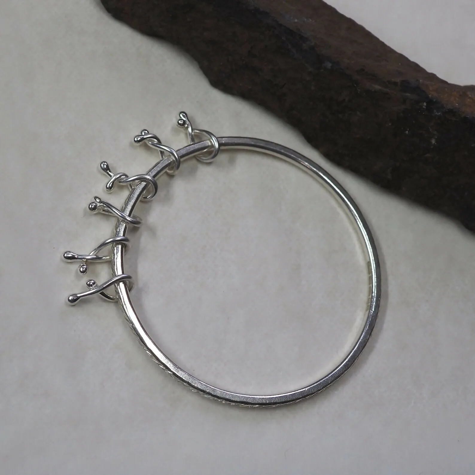 Bangle - Silver Spinner Twist Bangle - Hallmarked