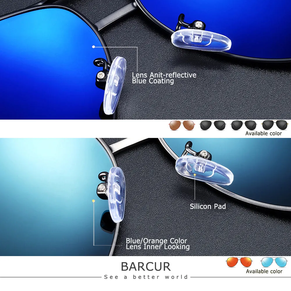 BARCUR   Designer Polarized Mirrored Men's Sunglasses with Aluminum Magnesium Frame