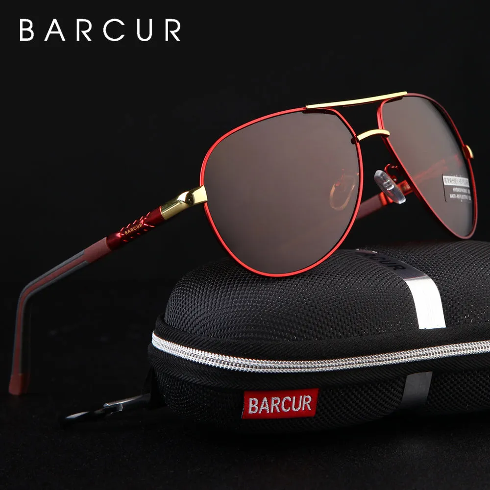 BARCUR   Designer Polarized Mirrored Men's Sunglasses with Aluminum Magnesium Frame