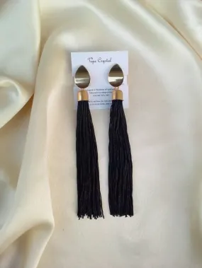 Bella Black Tassel Earrings