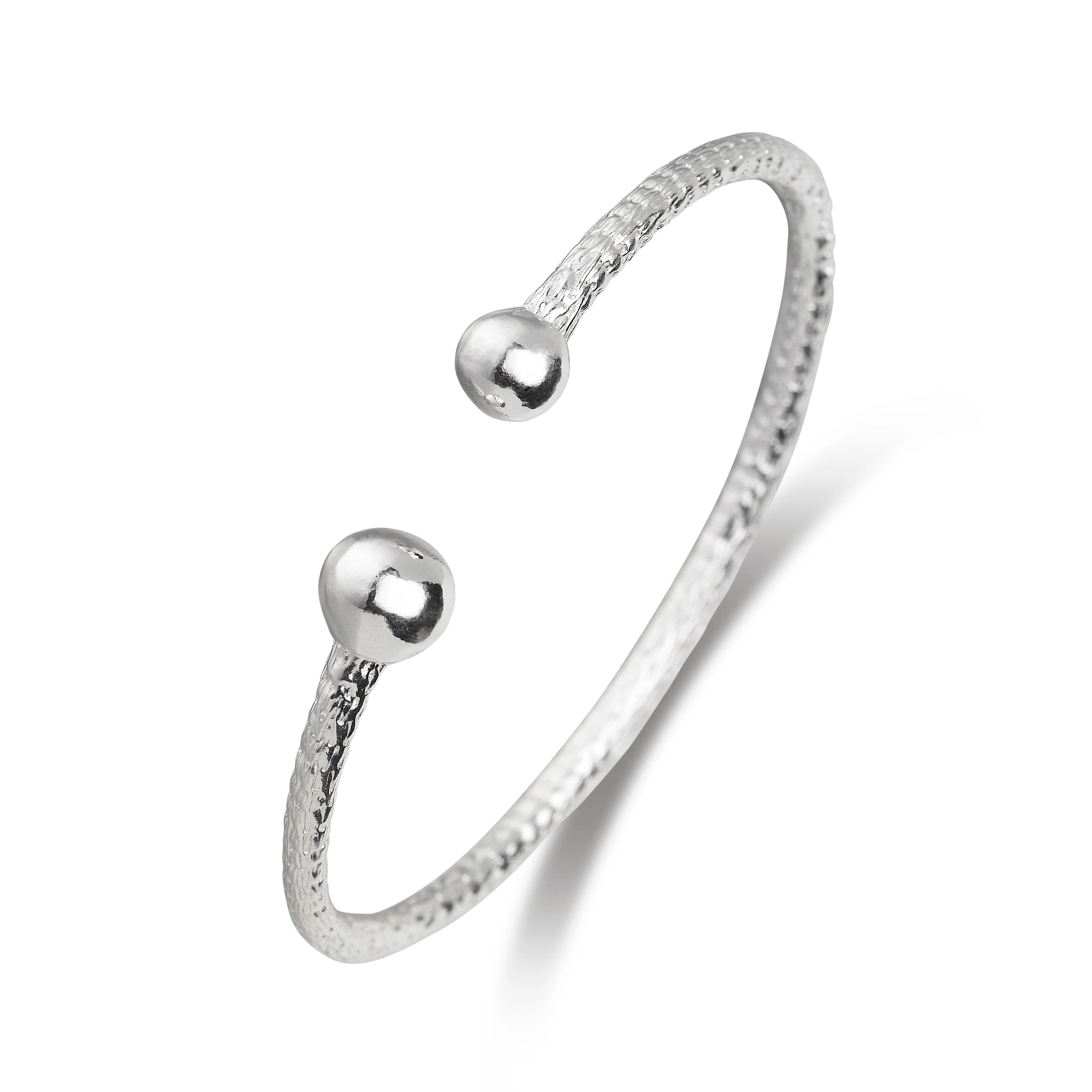 Better Jewelry .925 Sterling Silver Asymmetric Balls Bangle, 1 piece