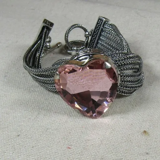 Big Pink Heart Bangle Bracelet