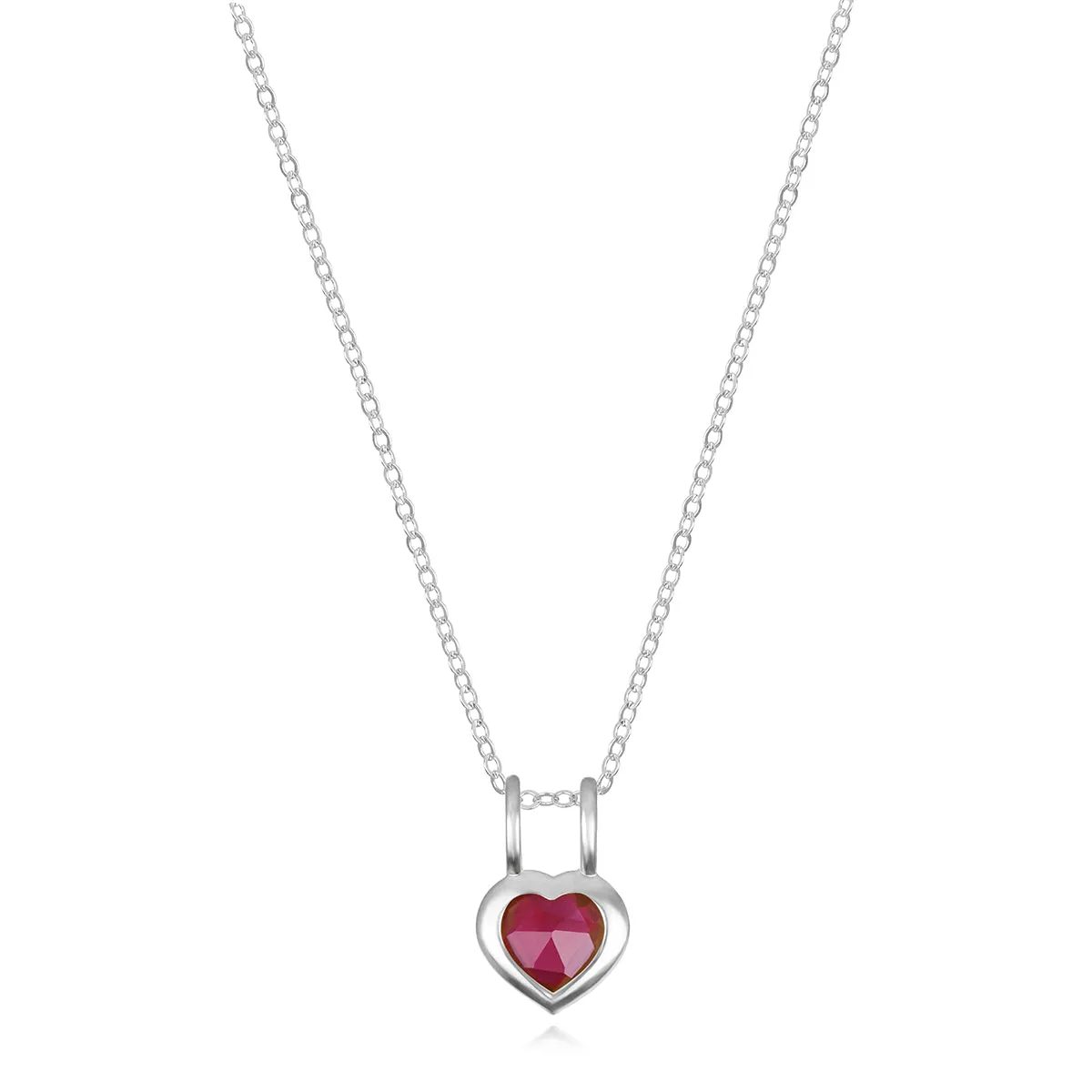 Birthstone Heart Necklace - July Ruby