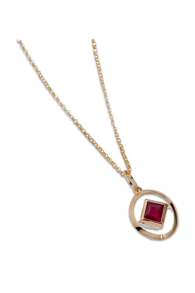 Birthstones 14ct Yellow Gold July Ruby Necklace