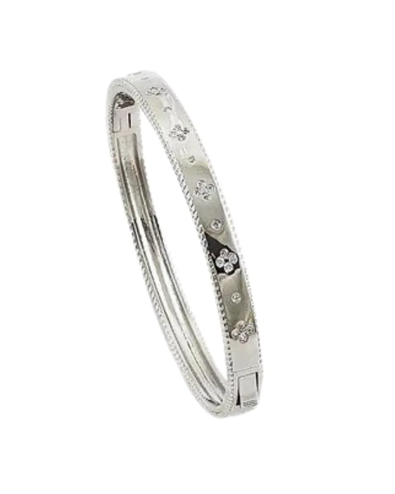 Bitz of Glitz Silver Clover Bangle Bracelet