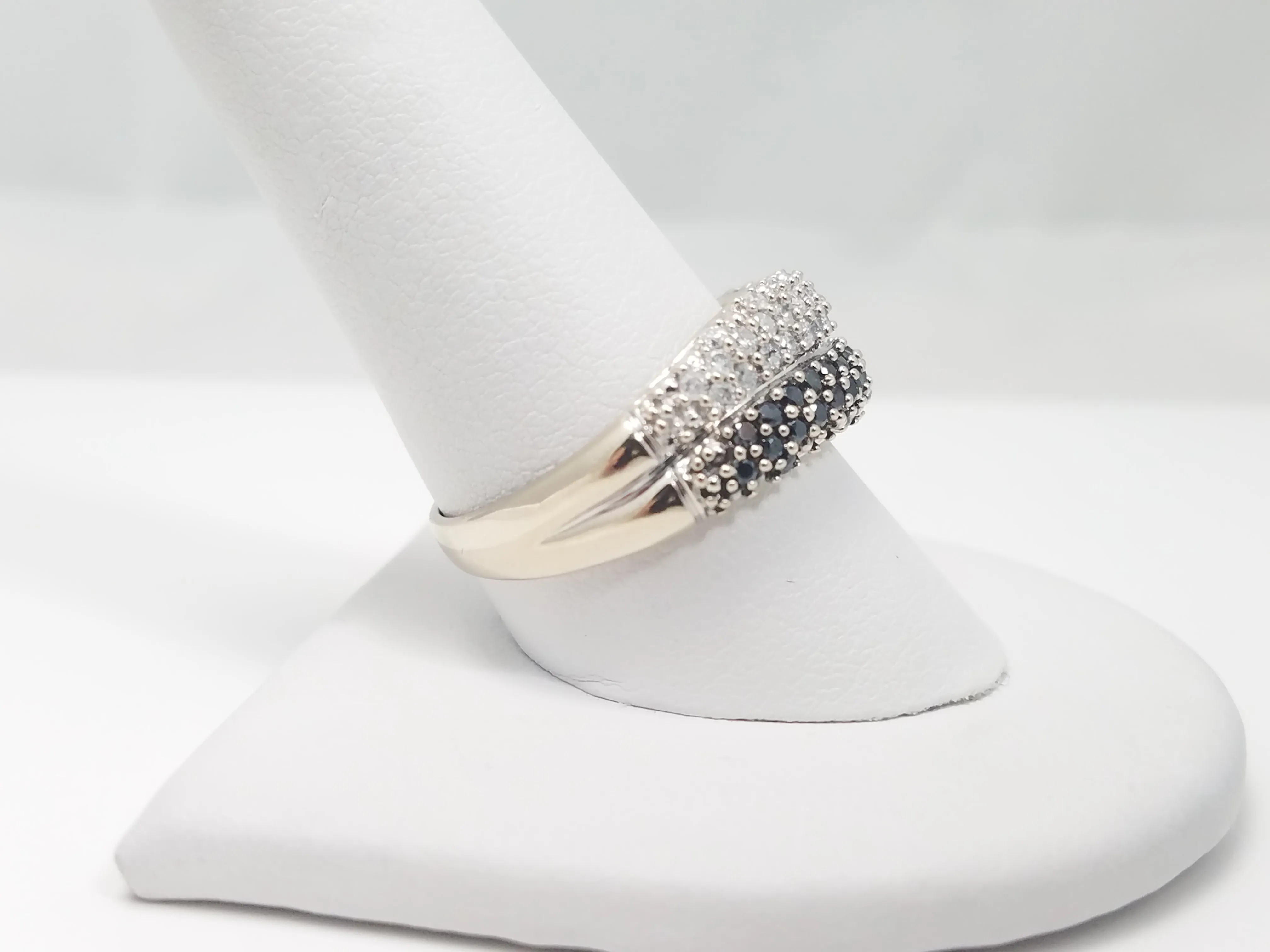 Black and White Diamond 14k White Gold Ring