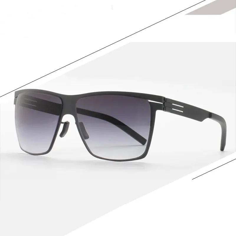 Black Mask Men's Big Square Stainless Steel Screwless Sunglasses 521461