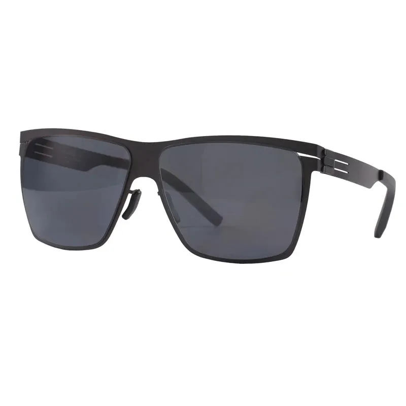 Black Mask Men's Big Square Stainless Steel Screwless Sunglasses 521461