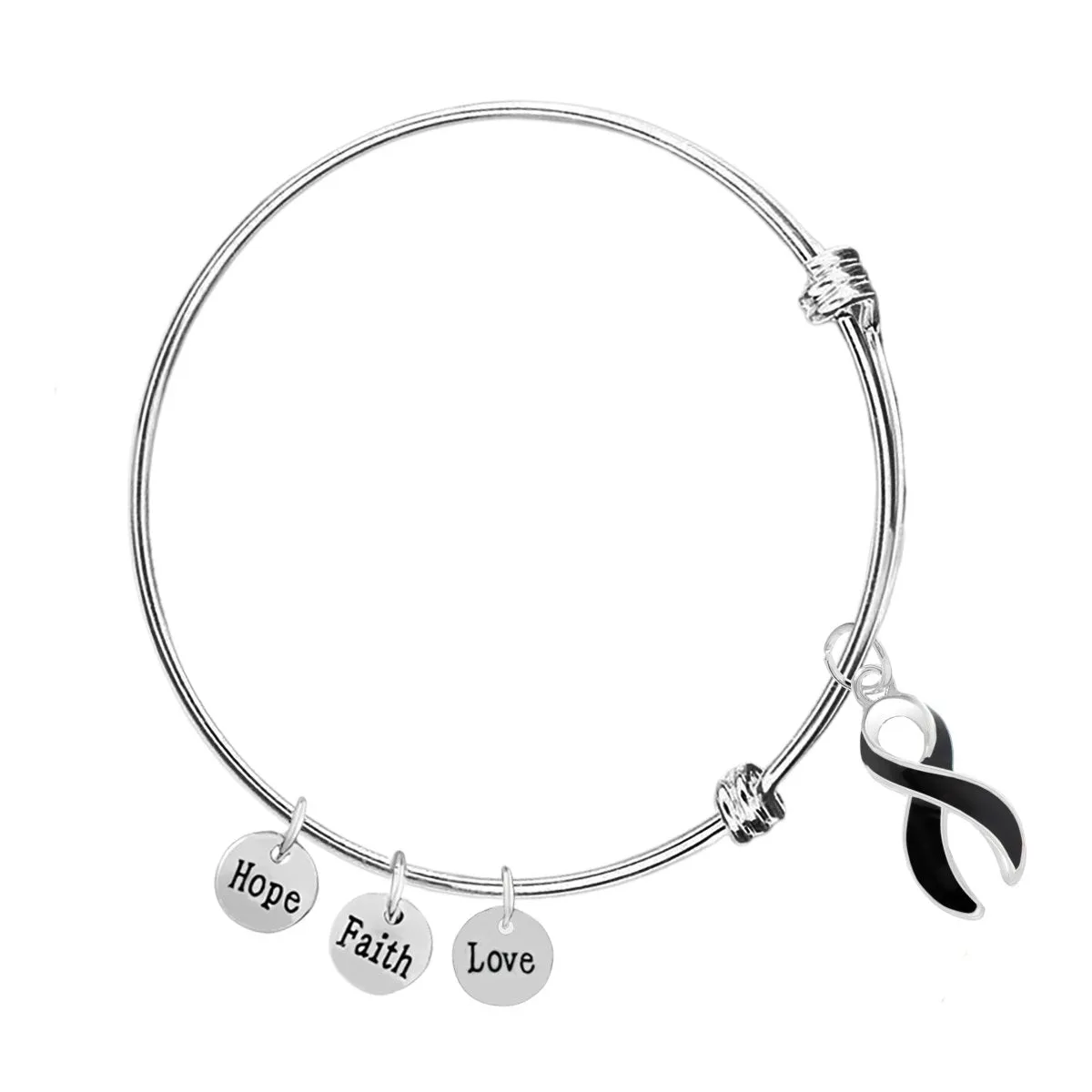 Black Ribbon Retractable Charm Bracelets