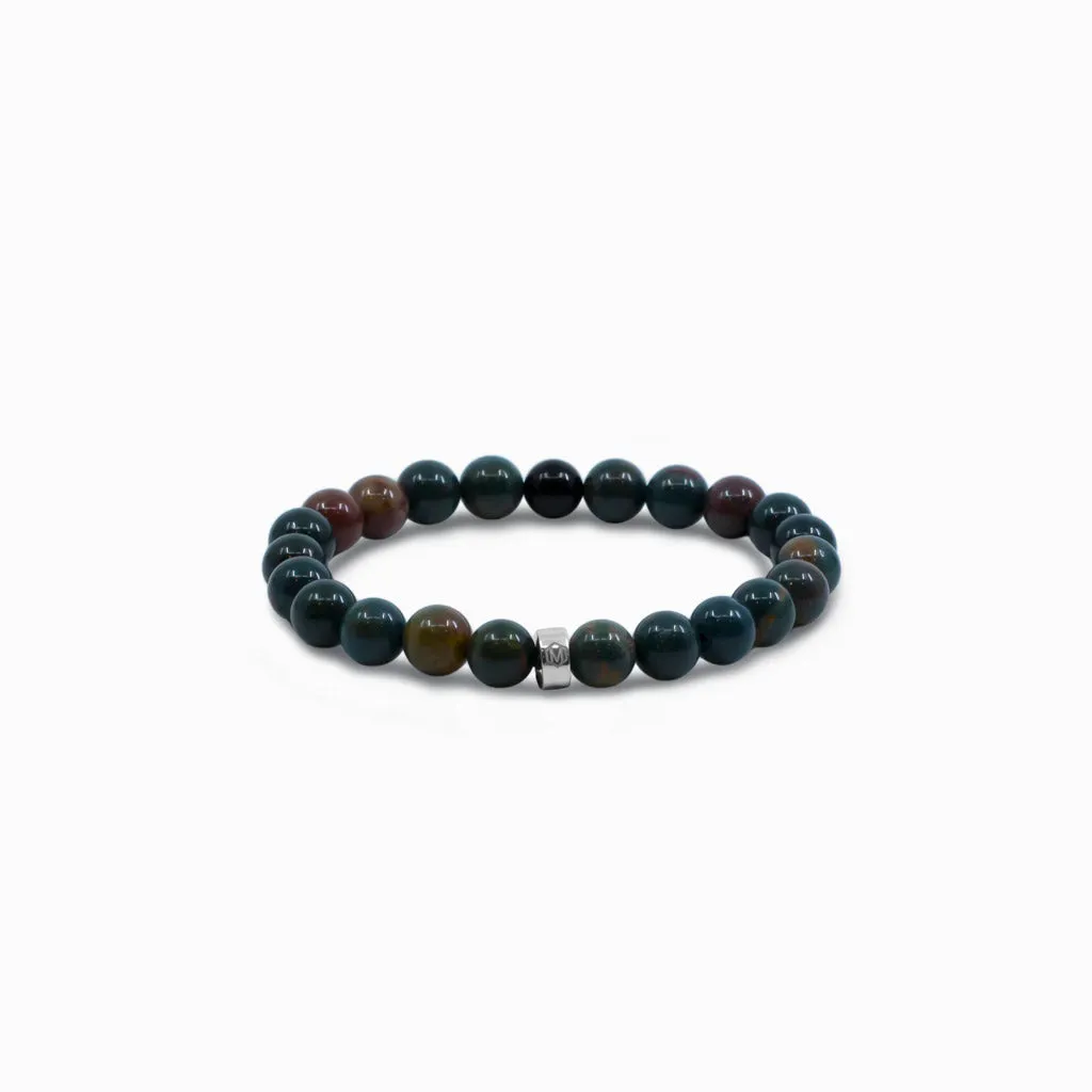 Bloodstone and Black Tourmaline Bead Bracelet