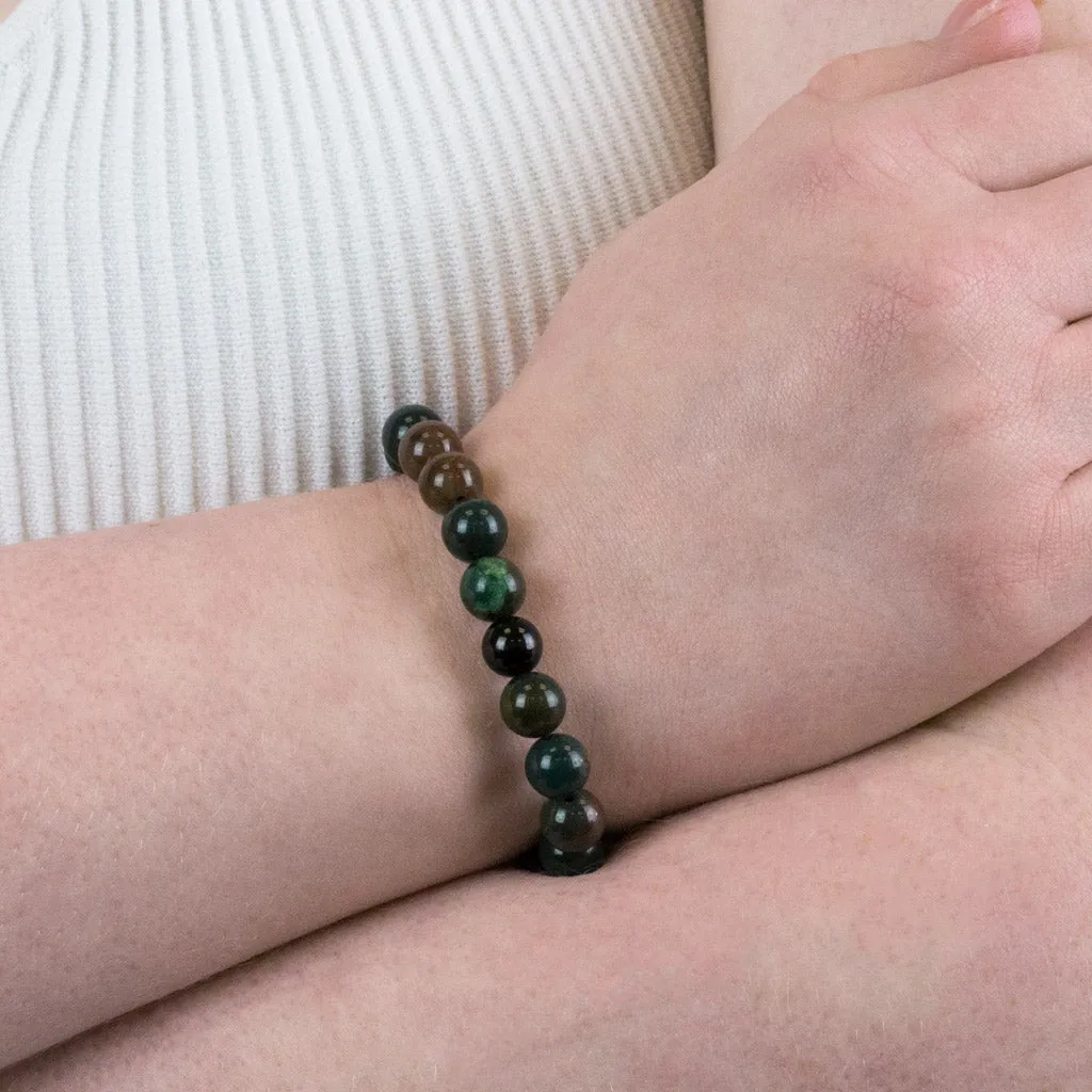 Bloodstone and Black Tourmaline Bead Bracelet